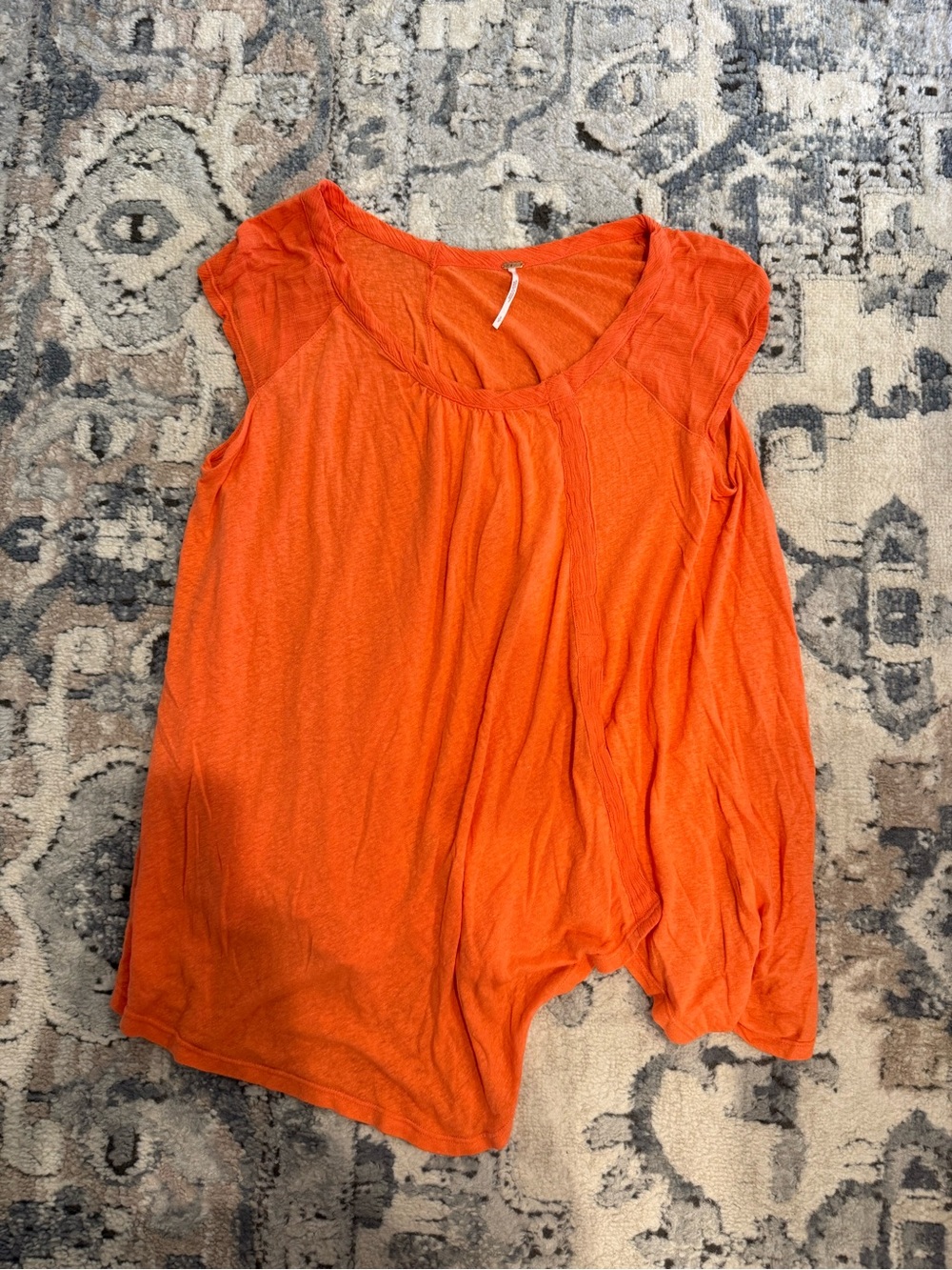 Free People Scoop Neck Cap Sleeve Top in Bright Orange